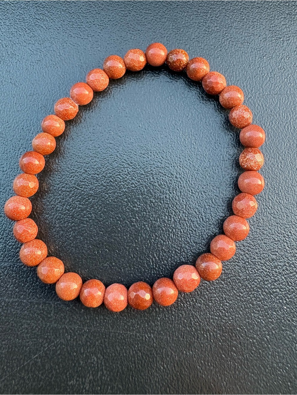 Goldstone Beaded Stretch Bracelet - Shimmering Copper Brown